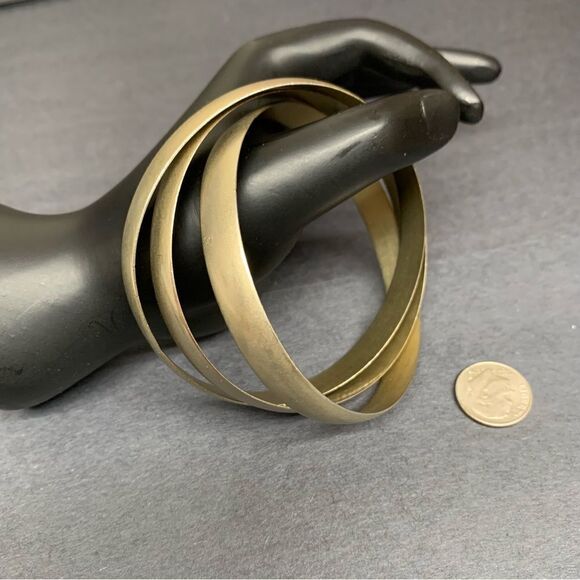 Matte Gold Intertwined Bangle Bracelets - Picture 1 of 2